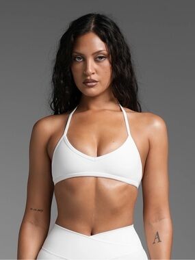 SWT ACTVIE White Halter Bralette - Lightweight Support Sports Bra